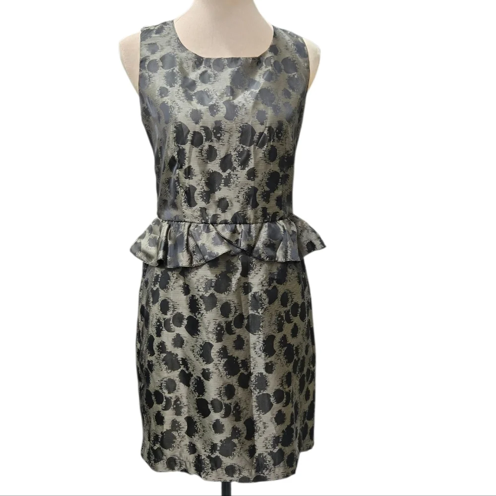 Romeo & Juliet Couture Metallic Jacquard Peplum Dress M